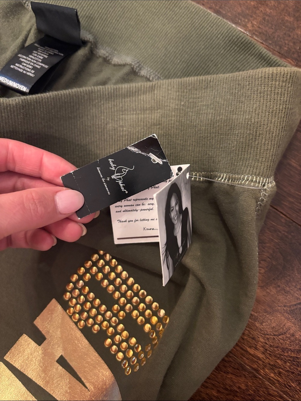 NWT Baby Phat | M | Olive Flare Logo Sweatpants - Picture 5 of 7
